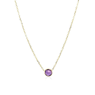 14k Yellow Gold 17 inch Necklace with Round Amethyst - Whitestone Jewellery