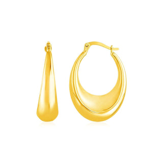 14k Yellow Gold Polished Puffed Hoop Earrings - Whitestone Jewellery
