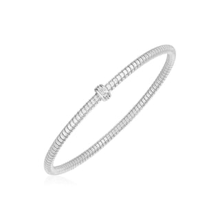 14k White Gold Stretch Bangle with Diamonds (3.00 mm) - Whitestone Jewellery