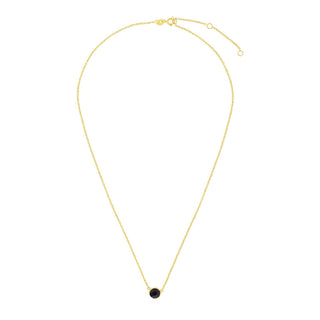 14k Yellow Gold 17 inch Necklace with Round Onyx - Whitestone Jewellery