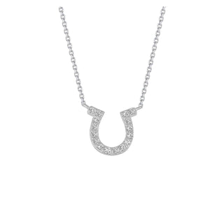 White gold Horse shoe Diamond Pendant Necklace 