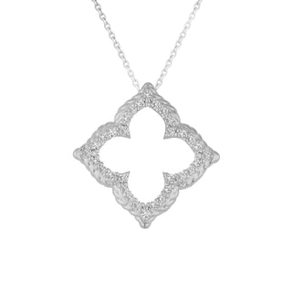 14k White Gold Diamond Cut-out Flower Pendant