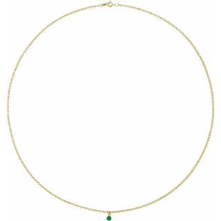 14K Yellow Natural Emerald 16" Necklace
