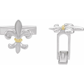 Fleur-de-lis design cufflinks in sterling silver