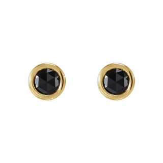 14K Yellow Rose-Cut Natural Diamond Bezel set Earrings