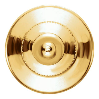 A round, polished gold metal clutch piece, for a tie pin