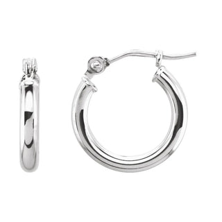 14K White 13mm Hoop Earrings
