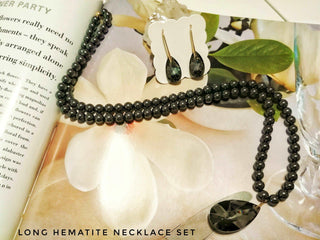 Ophelia Hematite Pendant Necklace Set - Whitestone Jewellery