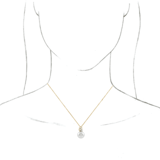 14K Yellow Cultured White Freshwater Pearl & Diamond 16-18" Necklace