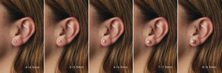 Earring worn on an ear with measurements indicated