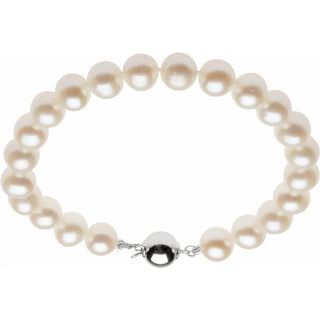 14K White Cultured Freshwater Bracelet 7 3/4"