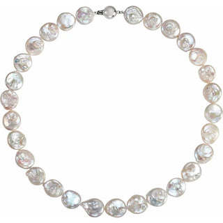14K White Freshwater Pearl Coin 18" Necklace