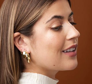 14K White 13mm Hoop Earrings