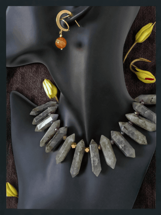 Bold Labradorite Statement Gemstone Necklace- Whitestone Jewellery