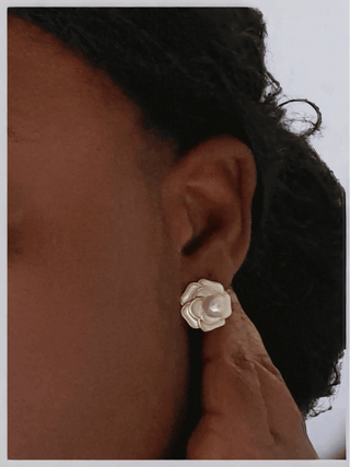 Camelia Pearl Stud Earrings