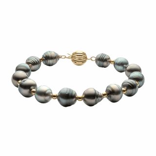 18K Tahitian Black Semi-baroque Pearl Bracelet - Whitestone Jewellery