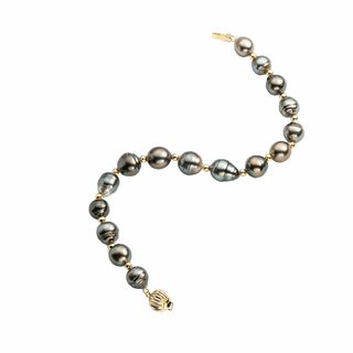 18K Tahitian Black Semi-baroque Pearl Bracelet - Whitestone Jewellery