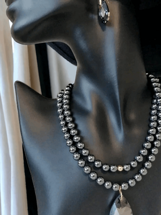 Ophelia Hematite Pendant Necklace Set