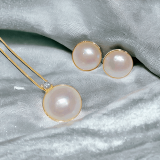 Single Mabe & Diamond Pearl Necklace Set - Whitestone Jewellery 