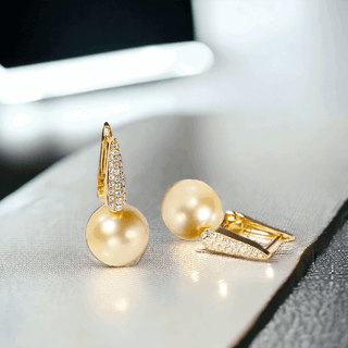 18K Golden South Sea Pearl Earrings