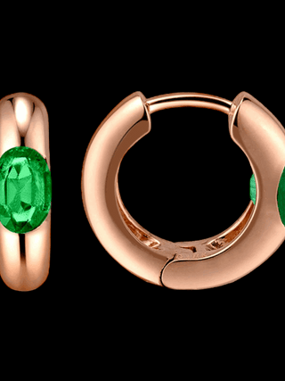 18-Karat Rose Gold Green Emerald Earrings