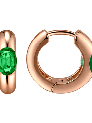 18k Emerald Hoop Earrings 