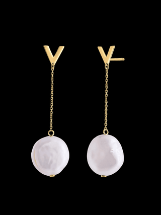 14k Yellow Gold Pearl Drop Earrings - Whitestone Jewellery
