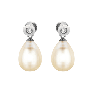 Sterling Silver Earrings with Pear Shaped Freshwater Pearls - Whitestone Jewellery