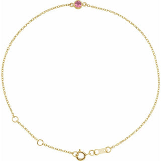 14K Yellow Natural Tourmaline Bezel set Solitaire Bracelet
