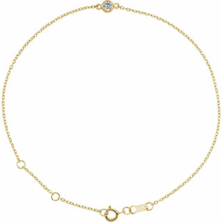 14K Yellow Natural White Sapphire Bezel set Solitaire Bracelet