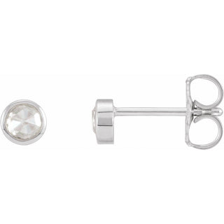 14K Yellow Rose-Cut Natural Diamond Bezel set Earrings