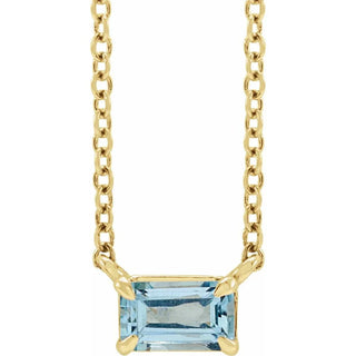 14K Yellow Natural Aquamarine 18" Necklace