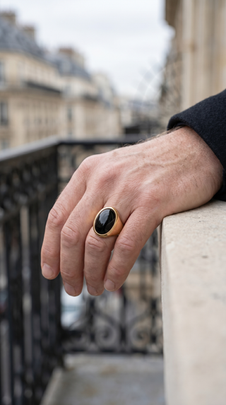 18K Gold-Plated Black Onyx ring