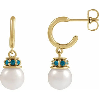 Freshwater Pearl & Natural Pink Tourmaline Hoop Earrings