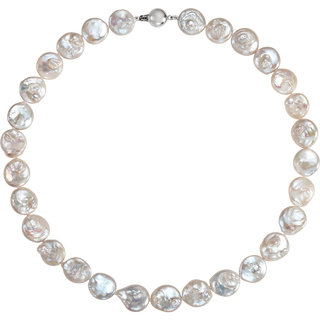 13-14 mm Cultured White Freshwater Pearl Coin Necklace