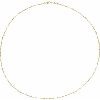 Delicate gold cable chain necklace with lobster clasp on white background