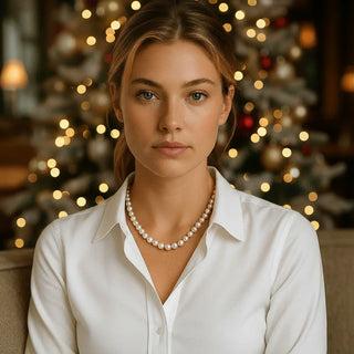 14K Yellow Cultured White Freshwater Pearl 16" Necklace