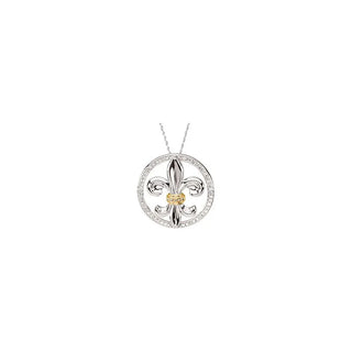 Sterling Silver & 14K Yellow Fleur de lis Necklace