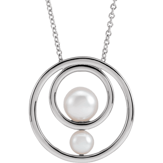 14K White Cultured White Akoya Pearl Necklace