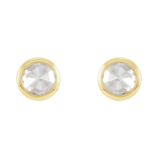 14K Yellow Rose-Cut Natural Diamond Bezel set Earrings