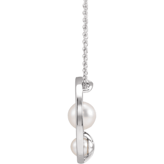 14K White Cultured White Akoya Pearl Necklace