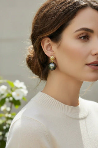 Pearl Criss-Cross Earrings - refined 8mm pearl lifestyle shot