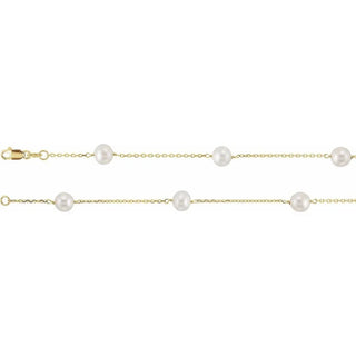 Pearl station necklace in 14K cable chain