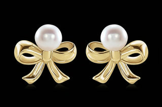 14K Pearl Bow earrings