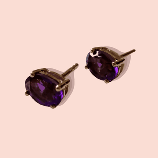 African Amethyst Solitaire Earrings - Whitestone Jewellery