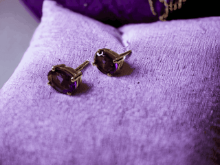 African Amethyst Solitaire Earrings - Whitestone Jewellery