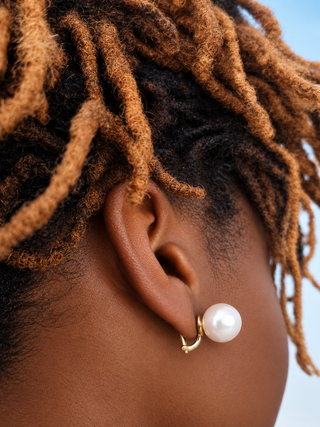 14K Cultured Pearl Omega Earrings