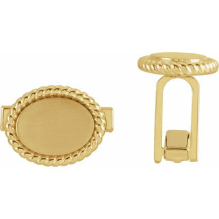 14K White  Rope Pattern Cufflinks