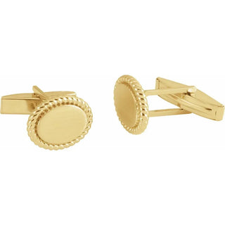 14K White  Rope Pattern Cufflinks