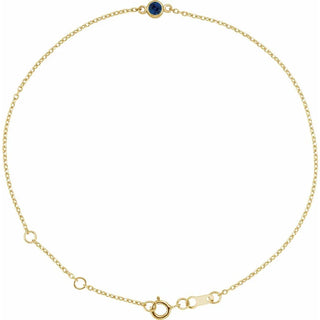 14K Yellow Natural Blue Sapphire Bezel set Solitaire Bracelet